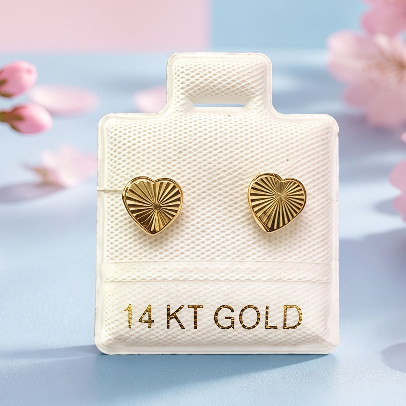 Broquel Corazon Diamantado Grande 6.5mm Oro 14K Mexicano