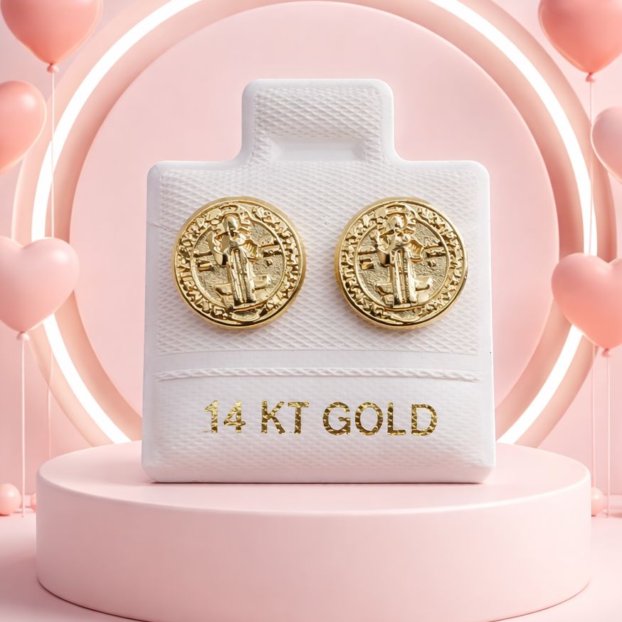 BROQUEL SAN BENITO  BROCHE  BOLITA ORO 14K