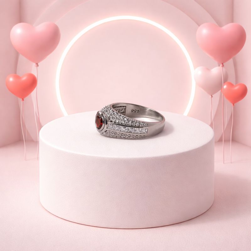 ANILLO FANCY CORAZON CON CZ VARIAS MEDIDAS PLATA .925