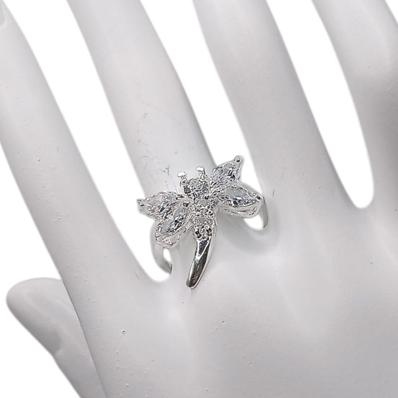 ANILLO LIBELULA CZ BLANCA # 6 PLATA .925