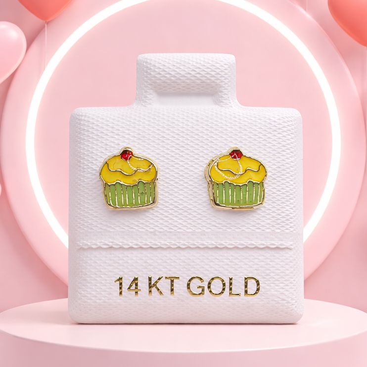 BROQUEL MUFIN DE PLATANO ORO 14K