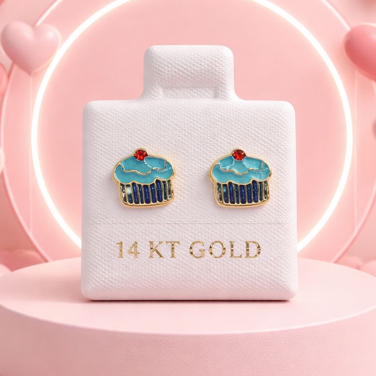 BLUEBERRY MUFFIN STUD EARRINGS 14K GOLD