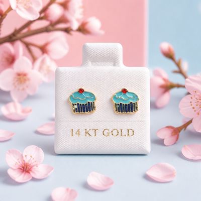 BLUEBERRY MUFFIN STUD EARRINGS 14K GOLD BLUEBERRY MUFFIN STUD EARRINGS 14K GOLD