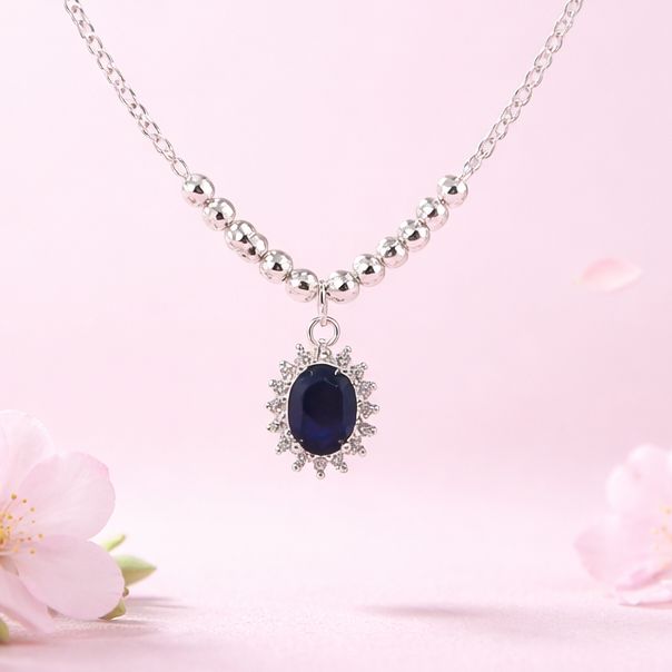 GARGANTILLA 18" CON CZ AZUL, AJUSTABLE PLATA .925