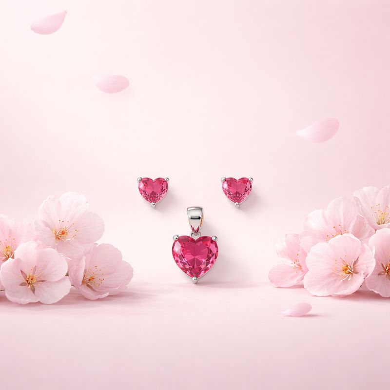 Set corazones Rojos premium Plata Italiana 925 