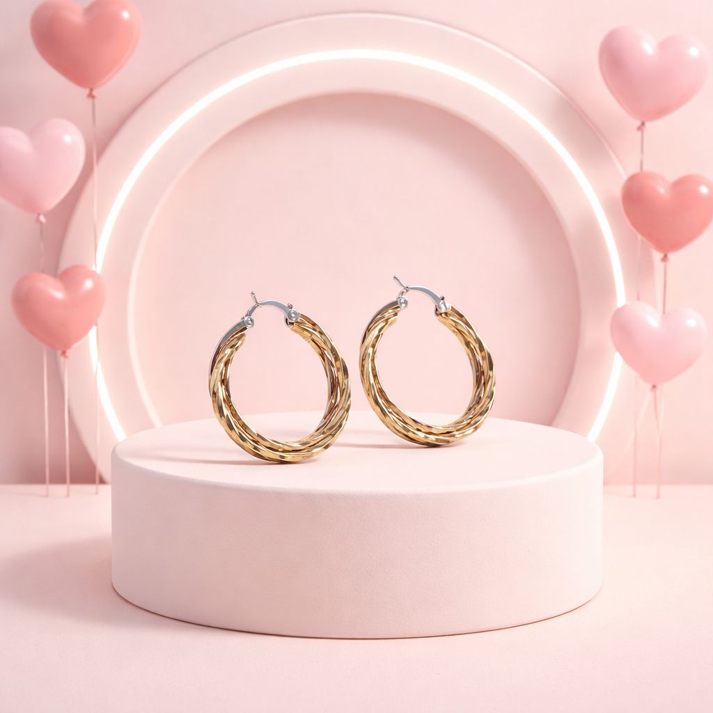 ARRACADA TRIPLE 3 COLORES 2.8CM, PLATA .925