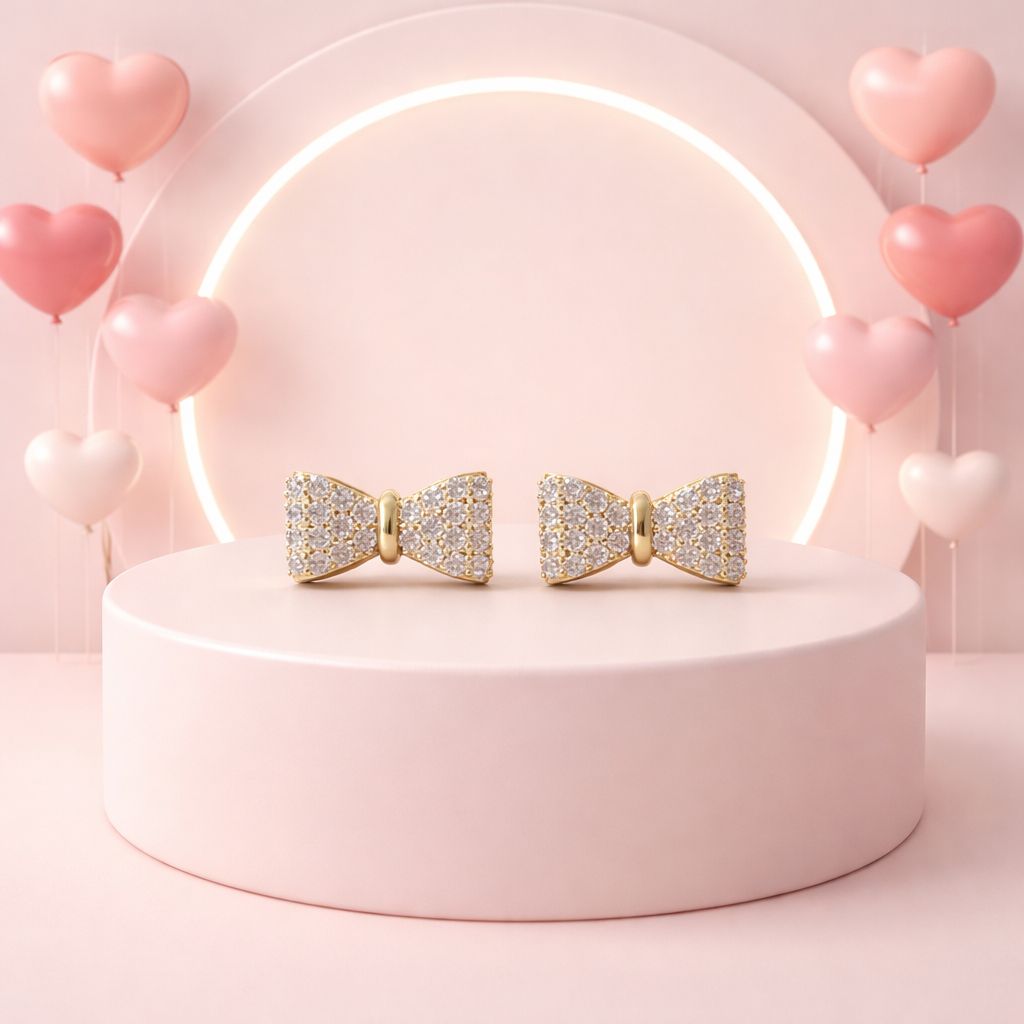 ARETE MOÑO CON CZ, BROCHE MARIPOSA ORO 14K