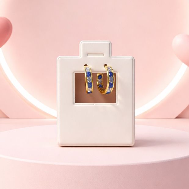 HUGGUI CON CZ BCA Y NAVY, 1 CM ORO 14K