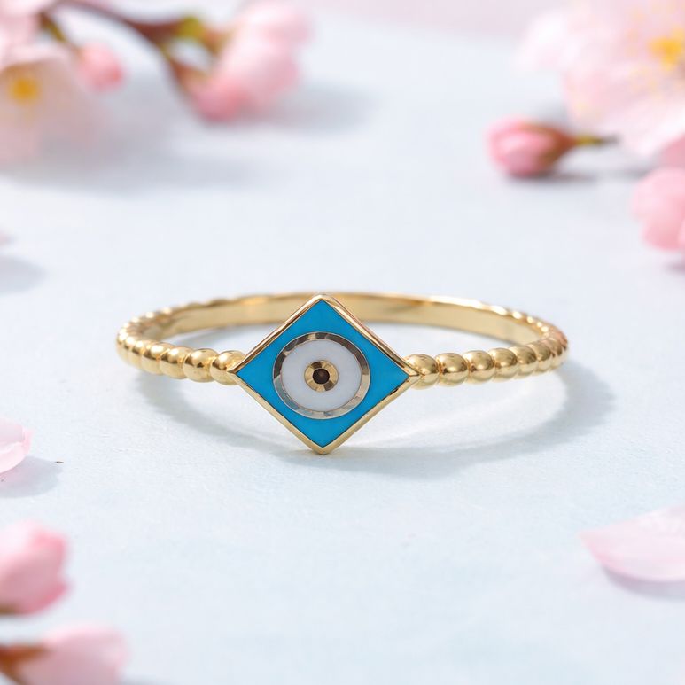 Anillo ojito Turco  # 7 ORO 14K Italiano