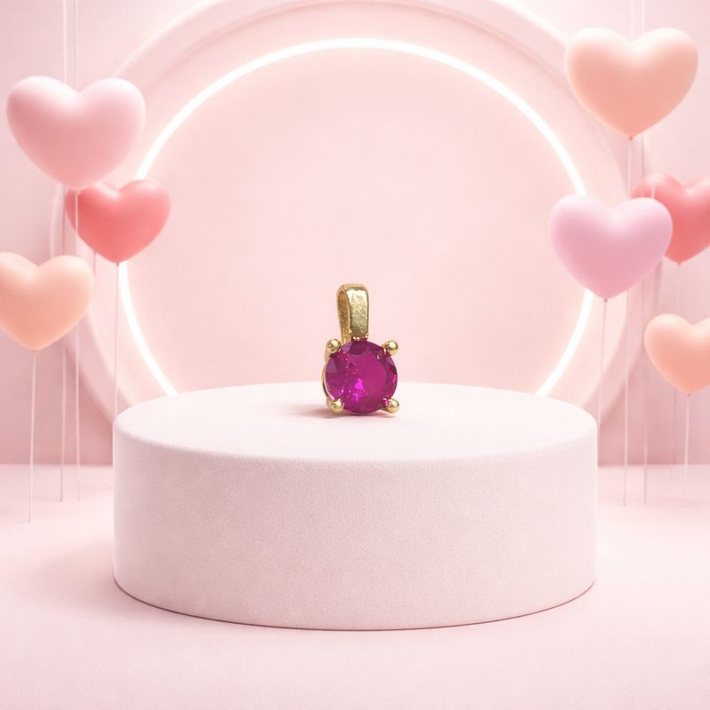 DIJE CZ ROSA BUGAMBILIA, 1 CM LARGO TOTAL, ORO 14K