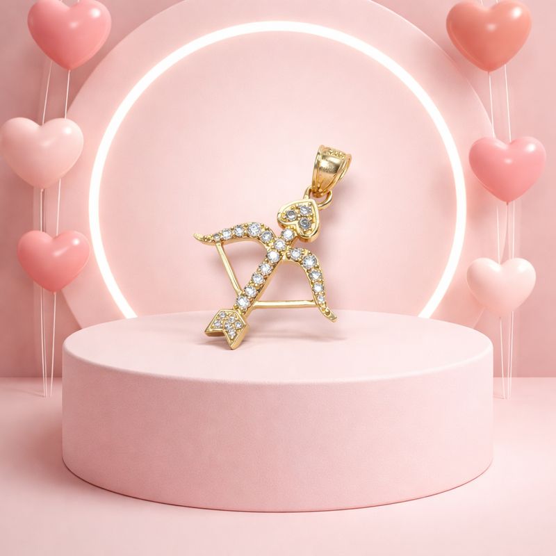 DIJE ARCO CON FLECHA, 2.5 CM ORO 14K