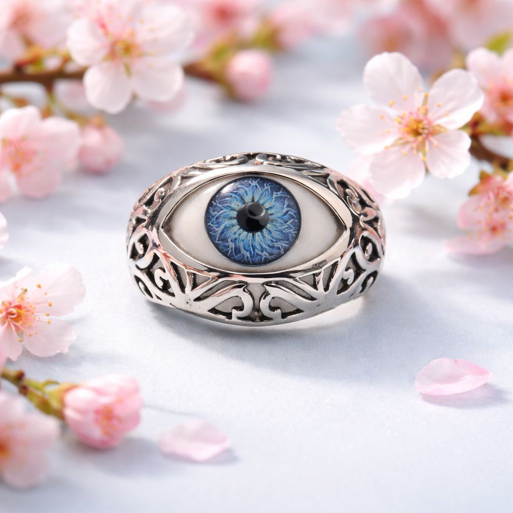 ANILLO CABALLERO CON OJO # 8, PLATA .925