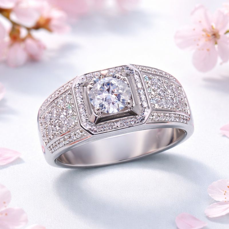 ANILLO CABALLERO CZ BLANCA, VARIAS MEDIDAS, PLATA .925