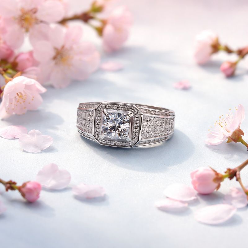 ANILLO CABALLERO CZ BLANCA, VARIAS MEDIDAS, PLATA .925