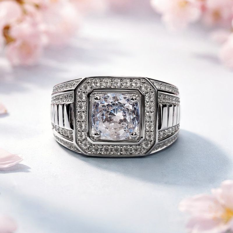 ANILLO CABALLERO FANCY CON CZ, VARIAS MEDIDAS, PLATA .925