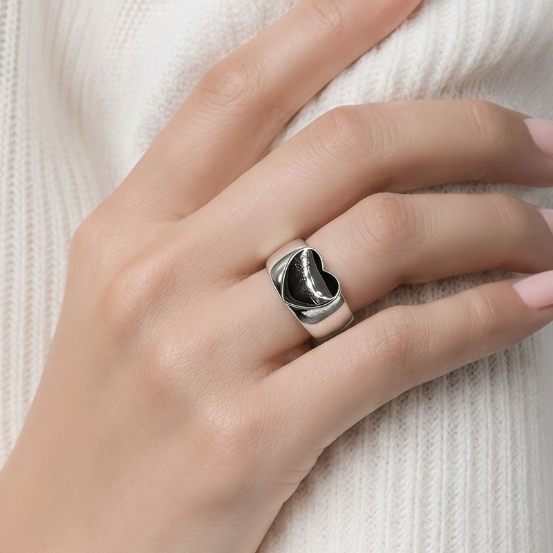 ANILLO CORAZON # 6.5 AJUSTABLE, PLATA .925