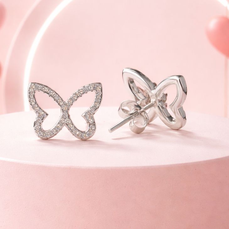 ARETE MARIPOSA CON MINI CZ, BROCHE MARIPOSA, PLATA .925