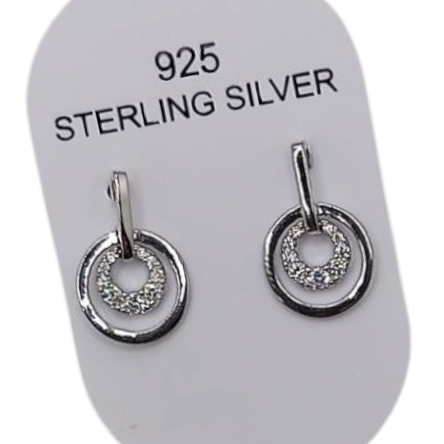 ARETE CIRCULOS COLGANTES, BROCHE MARIPOSA, PLATA .925