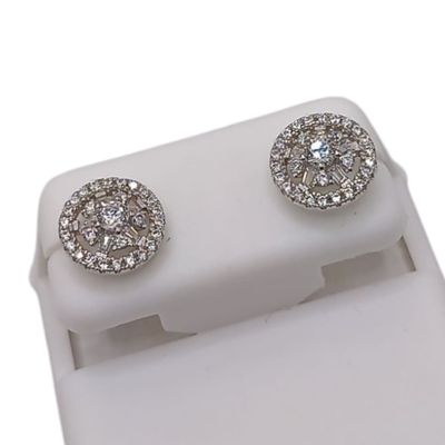 ARETE CON CZ BLANCA, BROCHE MARIPOSA, PLATA .925
