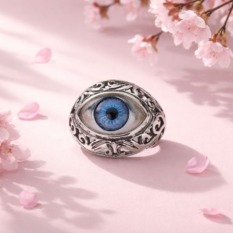 ANILLO  CALADO OJO DE LA SUERTE  #6, PLATA .925