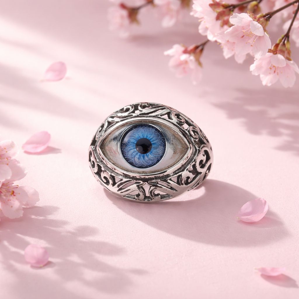 ANILLO  CALADO OJO DE LA SUERTE  #6, PLATA .925