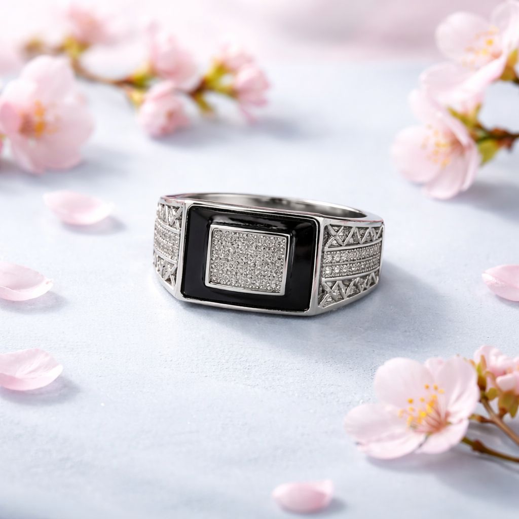 ANILLO CABALLERO CON MINI CZ VARIAS MEDIDAS, PLATA .925