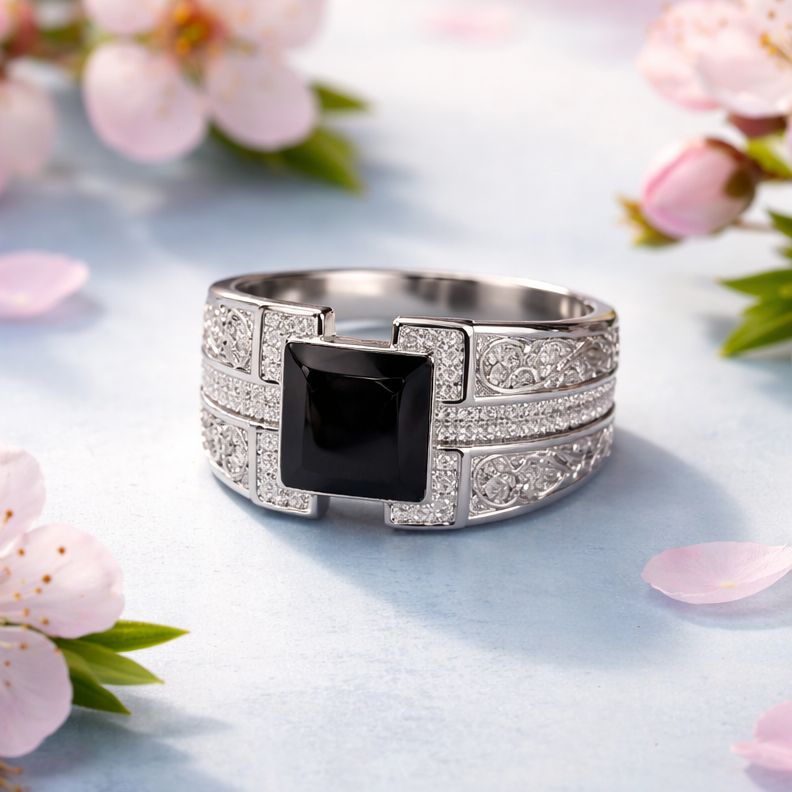 ANILLO CABALLERO CON CZ, VARIAS MEDIDAS, PLATA .925