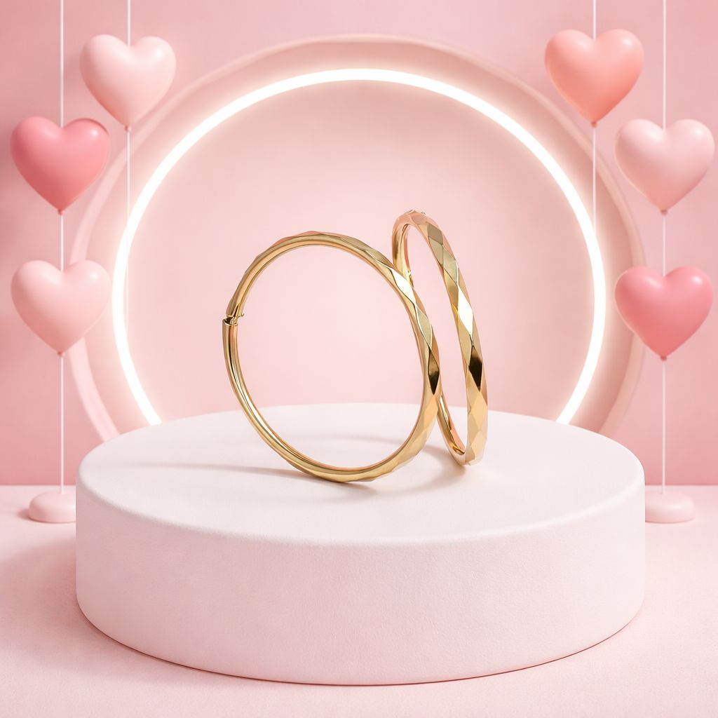 ARRACADA FACETADA 2.5 CM, ORO 14K