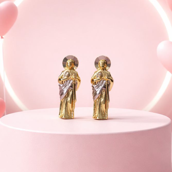 ARETE SAN JUDAS TADEO1.3 CM 3 COLORES, ORO 14K