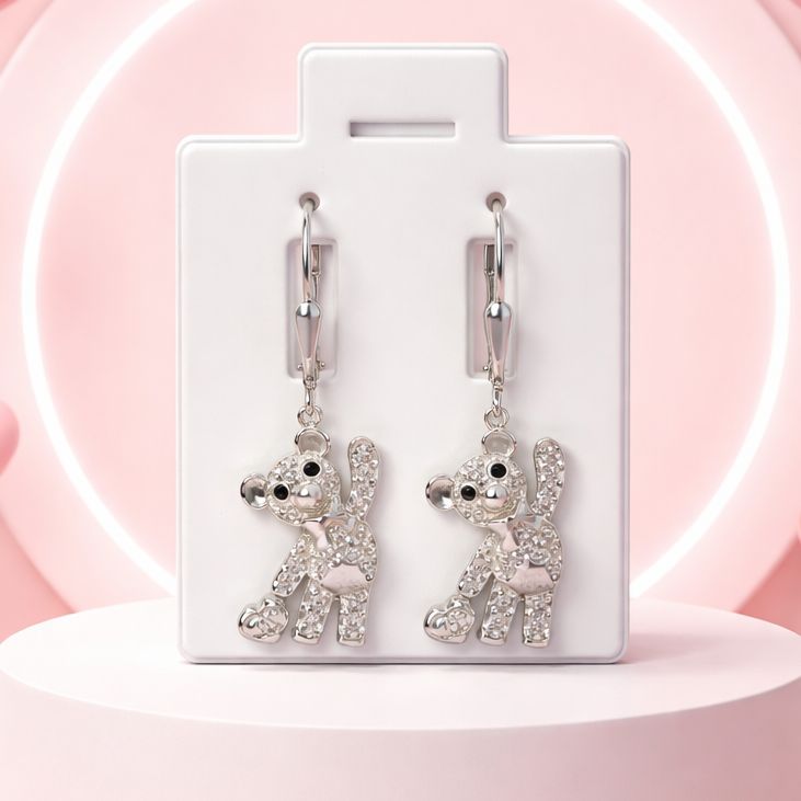 ARETE OSITO COLGANDO 3.5 CM, PLATA .925