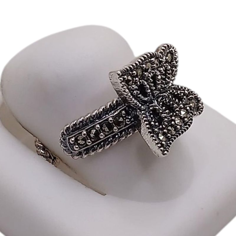 ANILLO MARQUESITA MARIPOSA, AJUSTABLE PLATA .925