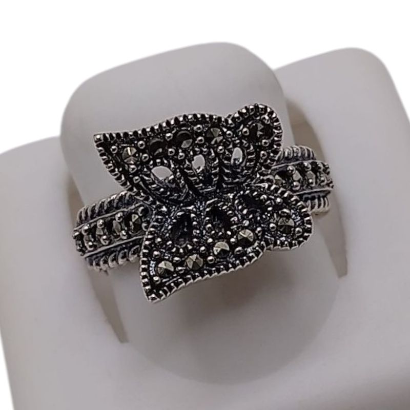 ANILLO MARQUESITA MARIPOSA, AJUSTABLE PLATA .925