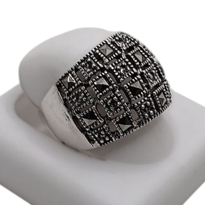 ANILLO MARQUESITA MOSAICO # 6.5, PLATA .925