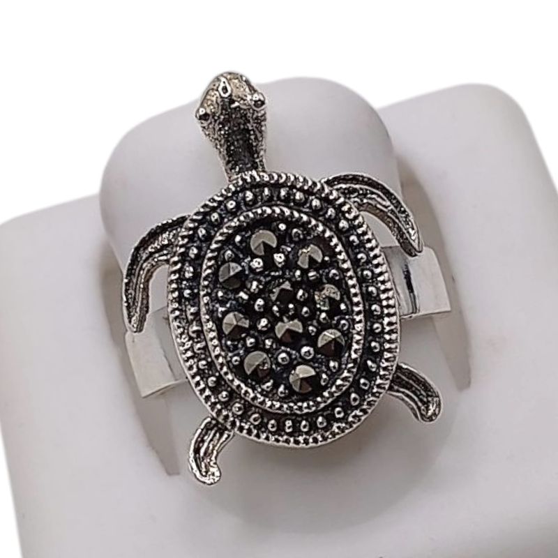 ANILLO MARQUESITA TORTUGA # 5, PLATA .925