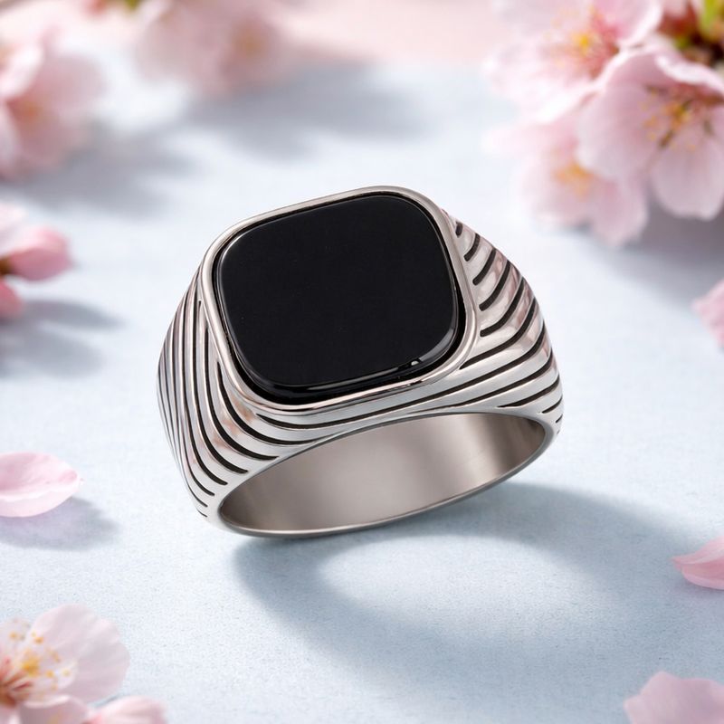 ANILLO CABALLERO A RAYAS, VARIAS MEDIDAS, PLATA .925