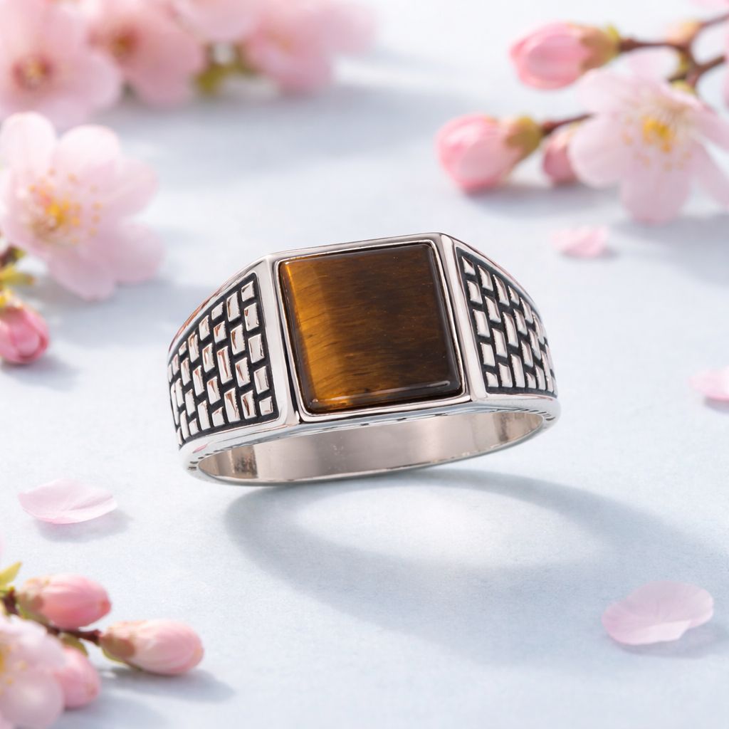 ANILLO CABALLERO CUADRO, VARIAS MEDIDAS, PLATA .925