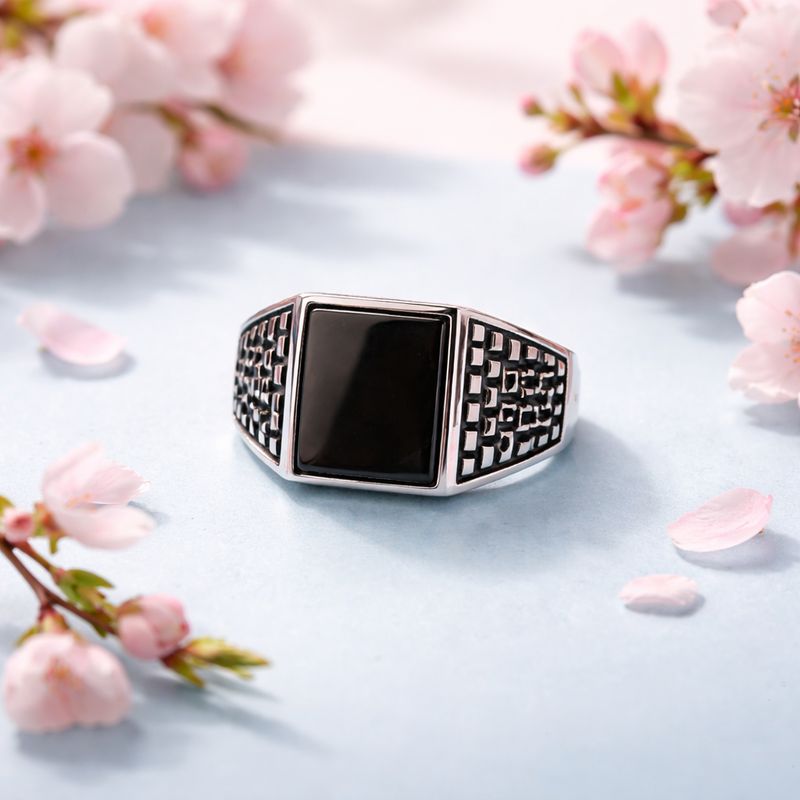 ANILLO CABALLERO CUADRO, VARIAS MEDIDAS, PLATA .925