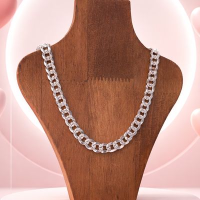 CADENA CUBANA DIAMANTADA ancho 11mm largo 26" PLATA .925