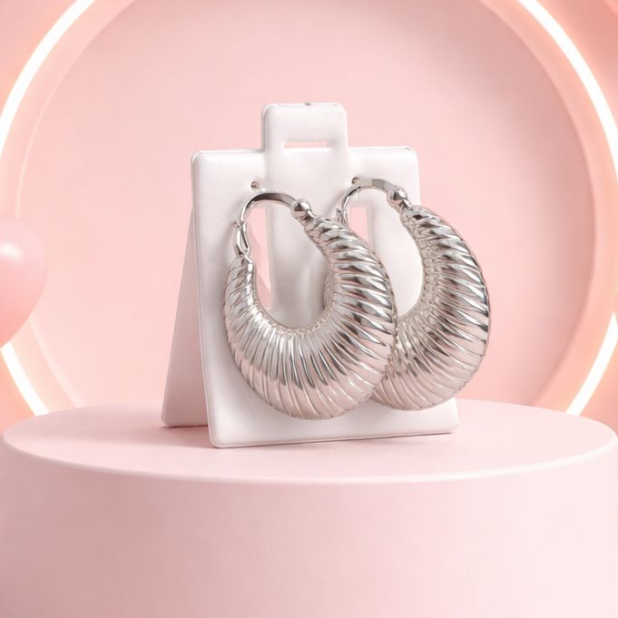 ARRACADA FANCY HUECA 2.5 CM, PLATA .925