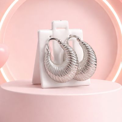 ARRACADA FANCY HUECA 2.5 CM, PLATA .925