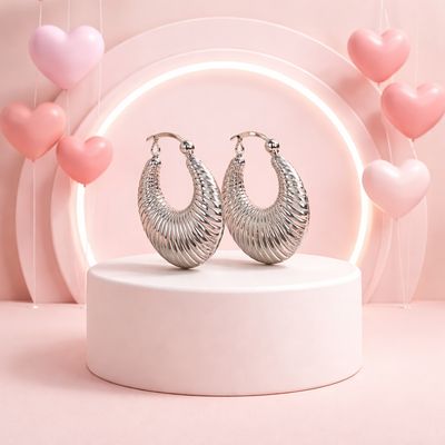 ARRACADA FANCY HUECA 2.5 CM, PLATA .925