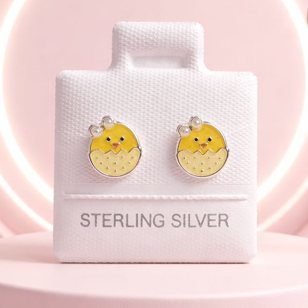 Broquel Esmaltado Pollito en Huevito, Plata .925 MX