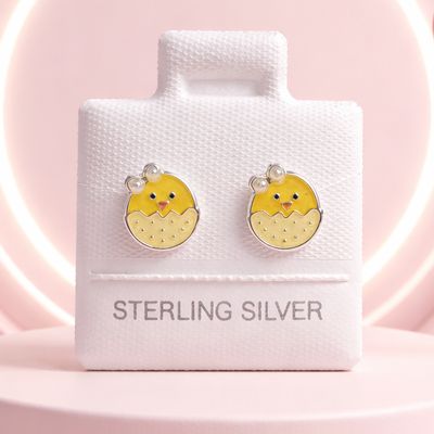 Broquel Esmaltado Pollito en Huevito, Plata .925 MX