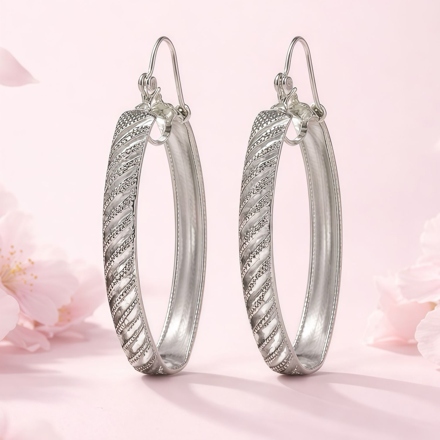 ARRACADA SUPER DIAMANTADA 4.5 CM 6 MM, PLATA .925