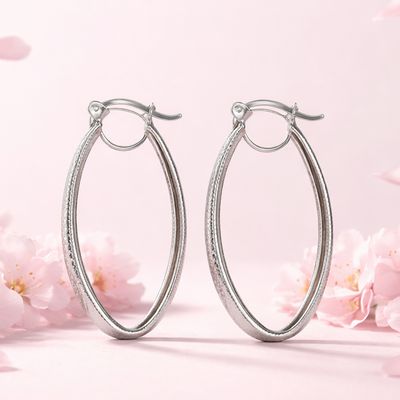 ARRACADA SUPER DIAMANTADA 4.5 CM 6 MM, PLATA .925