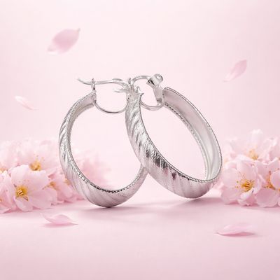 ARRACADA OVALADA SUPER DIAMANTADA 3 CM, 6 MM, PLATA .925