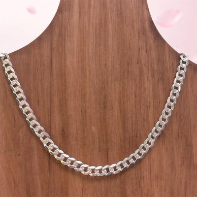 Cadena Cubana Corte Diamante 26" de largo 5mm de ancho Plata 925 Mexicana