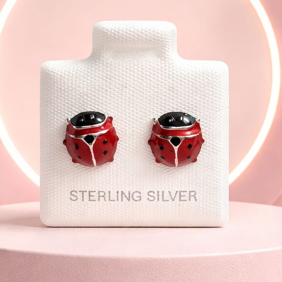 BROQUEL CATARINA ROJA, BROCHE BOLITA, PLATA .925