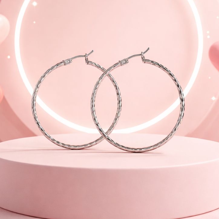 ARRACADA FANCY  3.5 CM, PLATA .925