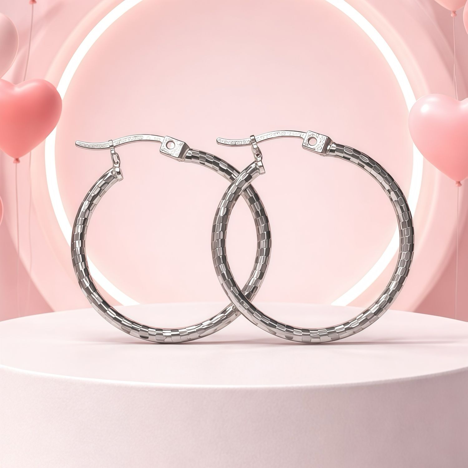 ARRACADA FANCY DIAMANTADA  2.5 CM, PLATA .925